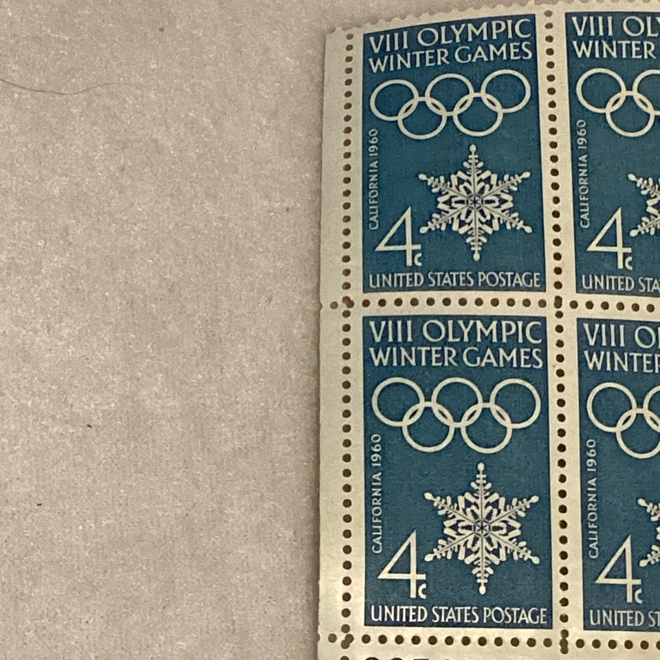USA Sc#1146 8th Olympic Winter Games Squaw Valley 4Stamp Plate Block 4¢ MNH 1960 - Image 2 of 4