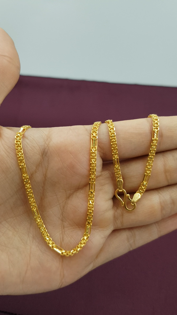 Authentic Gold Chain Men 22K Plain Yellow Gold Premium Gold