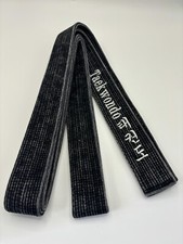 Vintage Black Belt Washed Embroidered Custom Belts Karate Taekwondo Judo