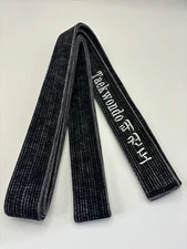 Vintage Black Belt Washed Embroidered Custom Belts Karate Taekwondo Judo