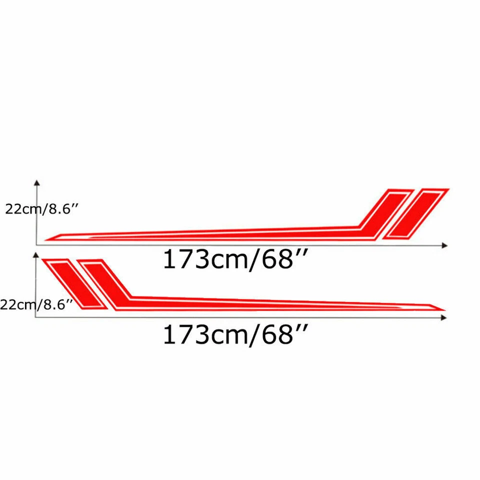 2x Red Sport Racing Car Side Body Fender Sticker Universal for Chevy Ram Ford - Image 2 of 4