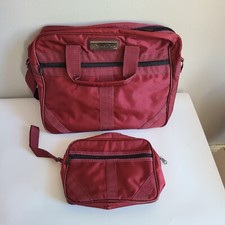 Vintage Oscar De La Renta Luggage Travel Cosmetic Bags Burgundy red purple Large