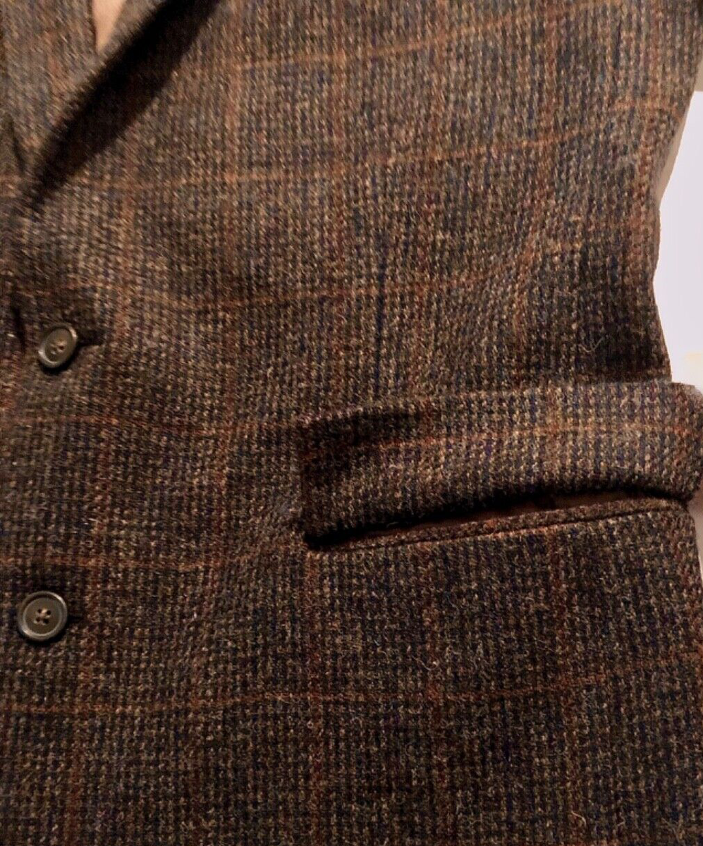 BROOKS BROTHERS REGENT Harris Tweed Men's Wool Brown Multi Plaid