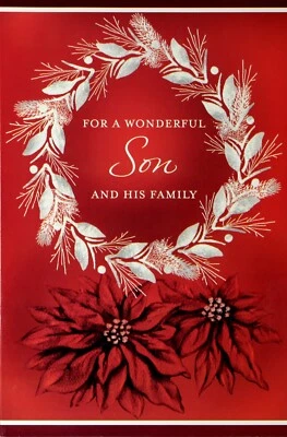 Merry CHRISTMAS Card FOR SON AND HIS FAMILY by Bella Greetings + Envelope