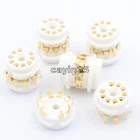 5PCS Gold 12AX7 ECC83 6DJ8 EL84 6922 9P Ceramic B9A Tube Socket PCB Mount Audio