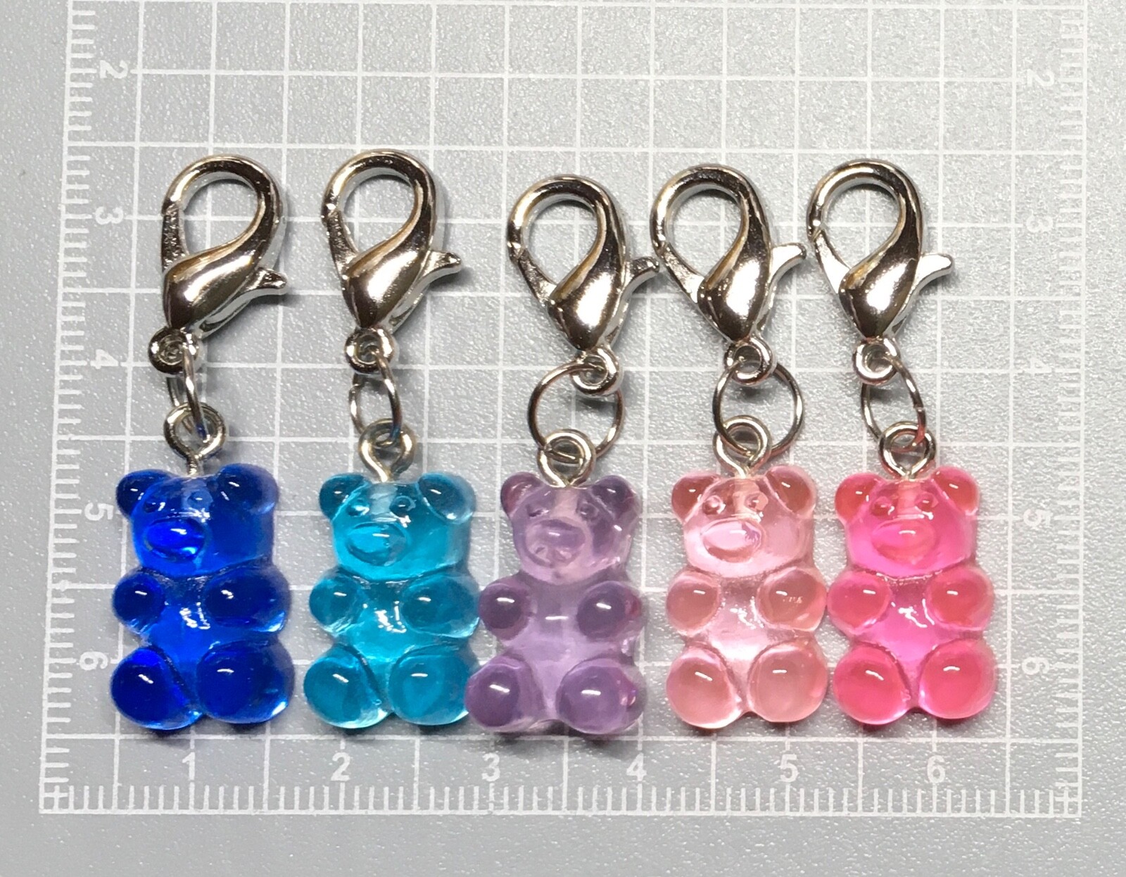 KNITTING STITCH MARKERS CHARMS GUMMY BEARS JELLY 10 pcs ALL DIFFERENT