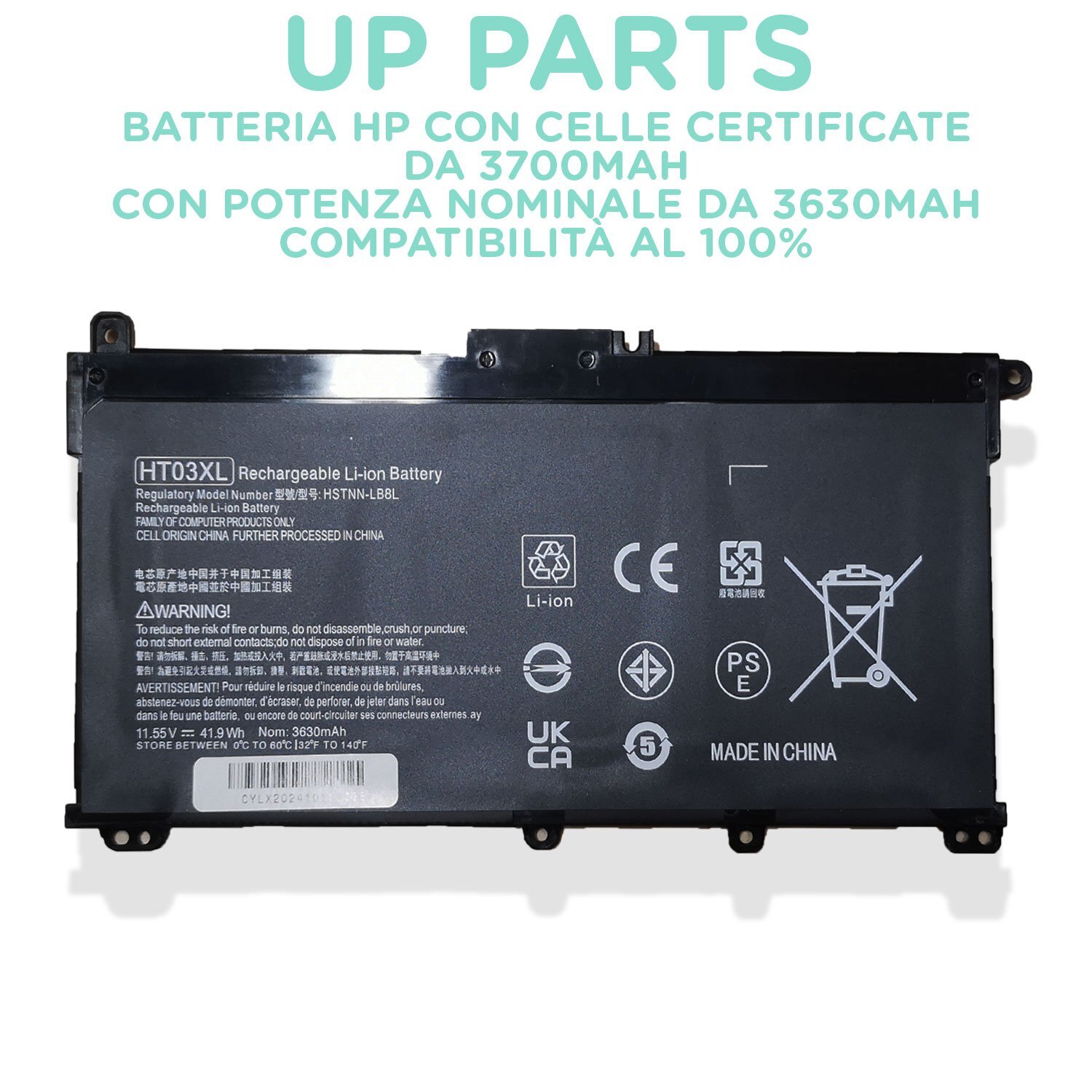 Batteria HT03XL per HP 14s-dq2532tu | 11.55V 41.9Wh L11119-855 New - 2