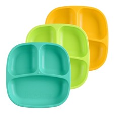 Toddler Divided Plates 3 Pack Eco Friendly Durable Plastic Dishwasher Safe New