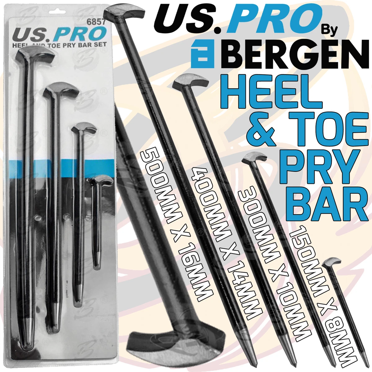 Mayhew Pry Bar US PRO Jumbo Guard Handle Pry Bar Set – 4-Piece Heavy Duty For Garage & Workshop Rolling Head Pry Bar - Foto 8