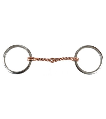 Stainless steel COPPER TWISTED WIRE O RING SNAFFLE BIT w/ 5'' mouth Flat rings