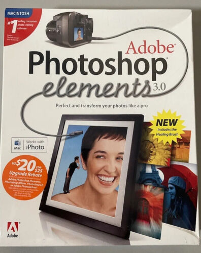 Adobe Photoshop Elements 3.0 Mac Works With iPhoto - Picture 1 of 2