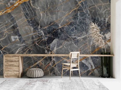 3D Gray Gold Texture Marble Wallpaper Wall Murals Removable Wallpaper