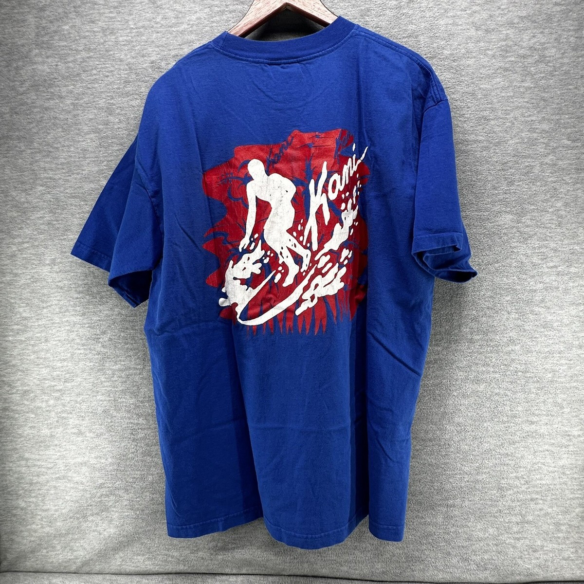 Vintage Karl Kani Jeans Blue T-shirt w/ Red Surfing Print on Back