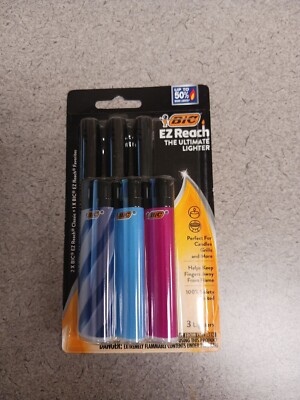 Bic EZ Reach Lighter 3 Pack Great for Candle Lighting Assorted Color Brand new