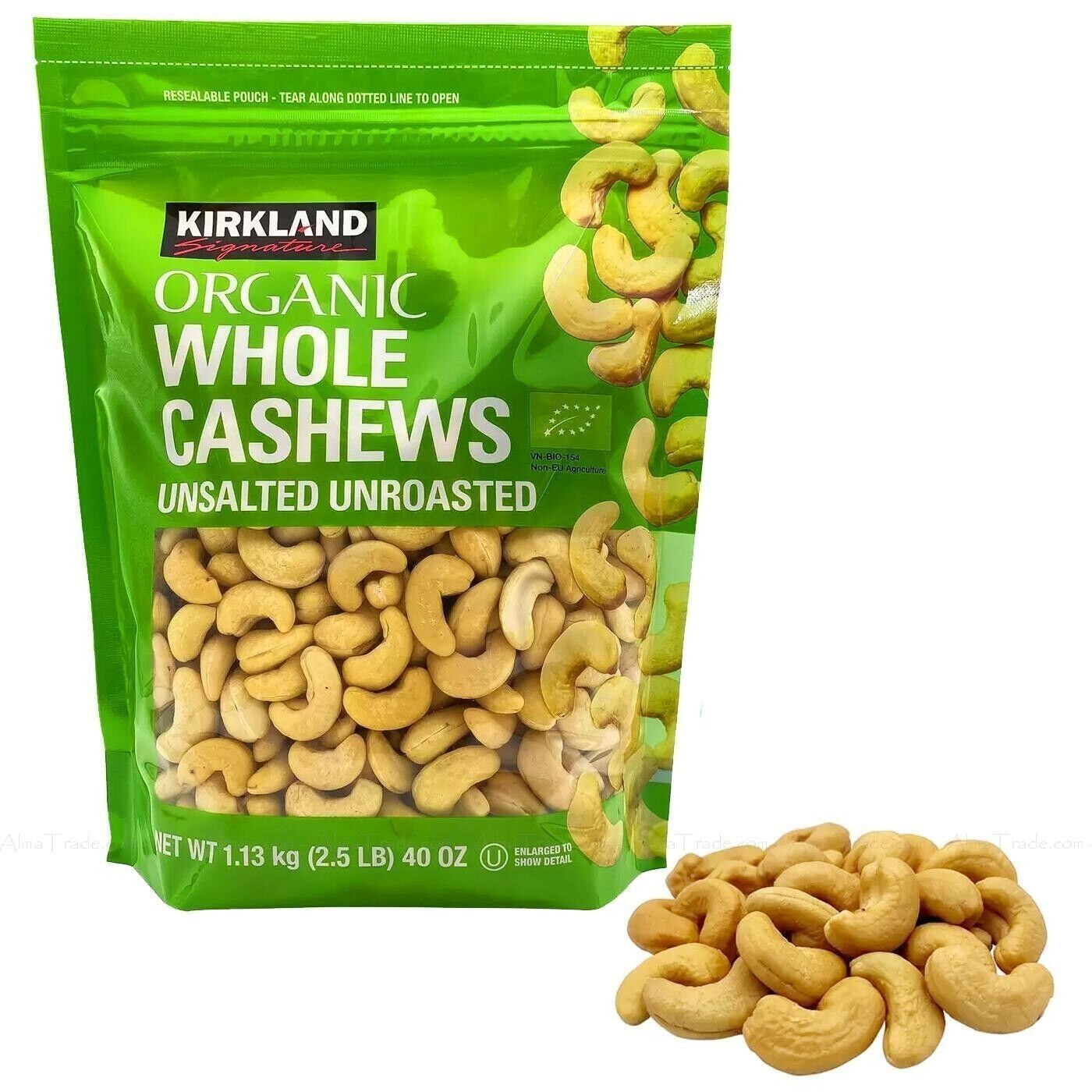 2 Packs of Kirkland Organic Whole Cashews, Unsalted Unroasted 1.13kg eBay