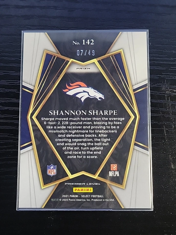 2021 Panini Select Premier Level Red Disco Prizm /49 Shannon Sharpe #142 HOF - Image 2 of 2