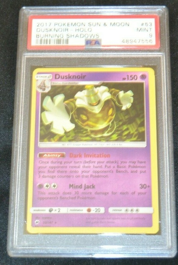 Holo Foil Dusknoir # 53/147 Burning Shadows Set Pokemon Trading Cards PSA 9 MINT