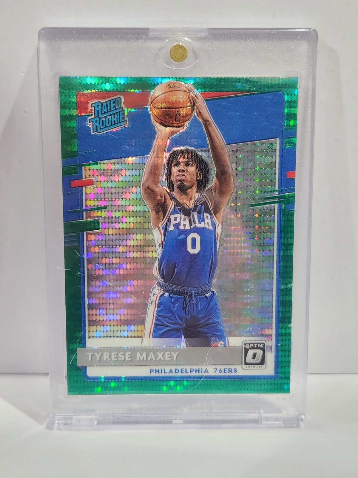 TYRESE MAXEY 2020-21 DONRUSS OPTIC #171 GREEN PULSAR RATED ROOKIE RC