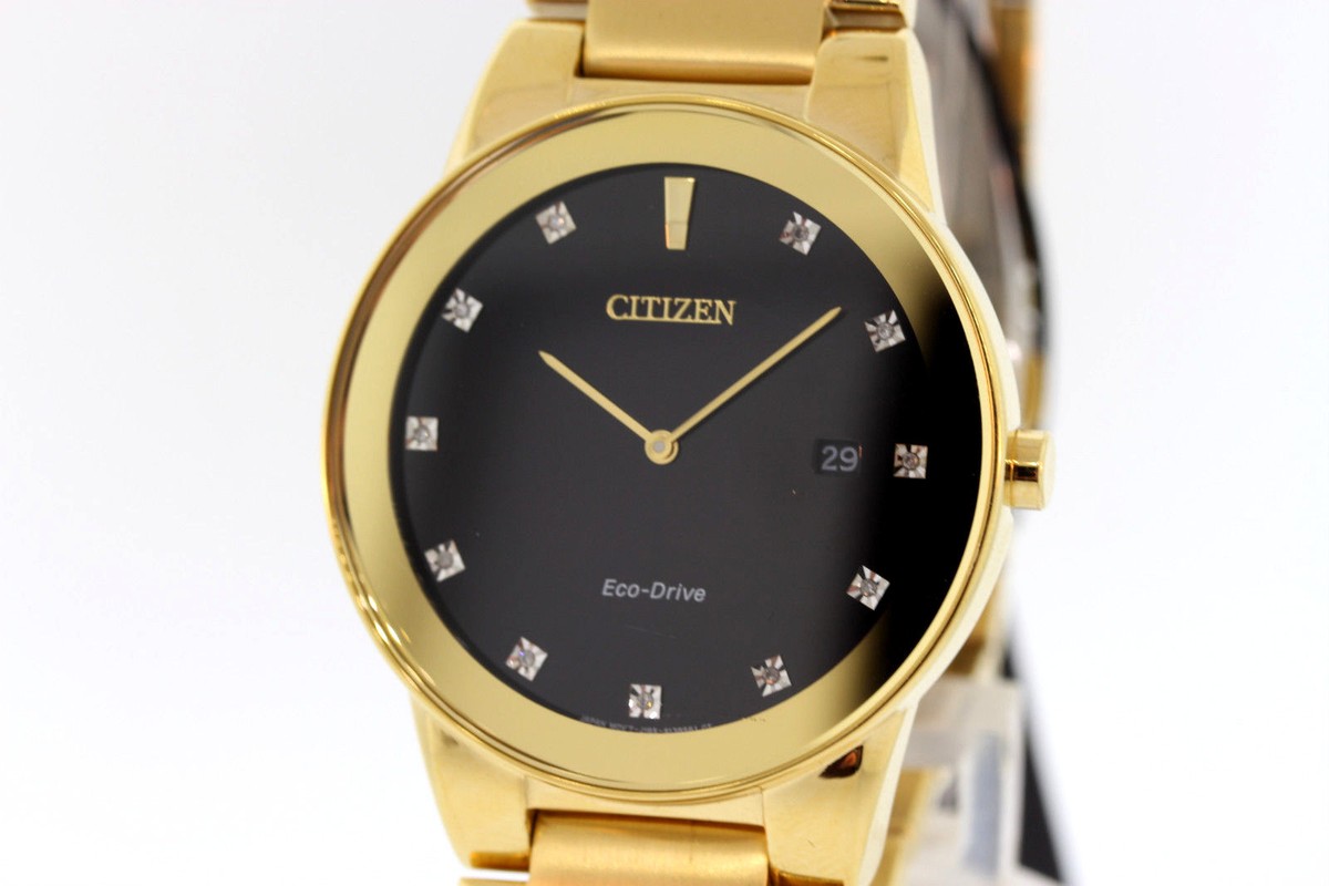 Citizen AU1062-56G Eco-Drive Axiom Stainless Diamond Black Dial