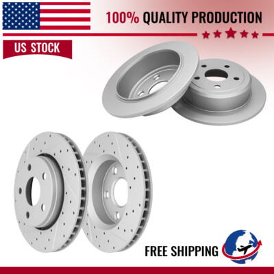 Front Rear Drilled Disc Brake Rotors For 2007 2008 - 2017 2018 Jeep Wrangler JK