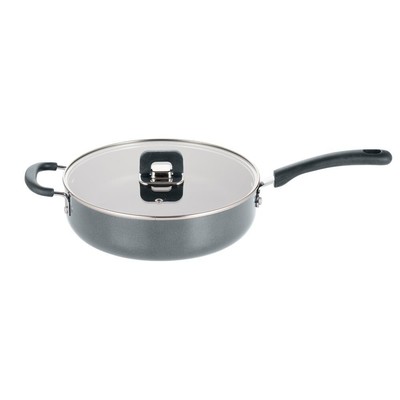 NutriChef Non-Stick Saute Pan 3.7 qt w/ Lid- Foldable Knob for NCCWSTKGRY