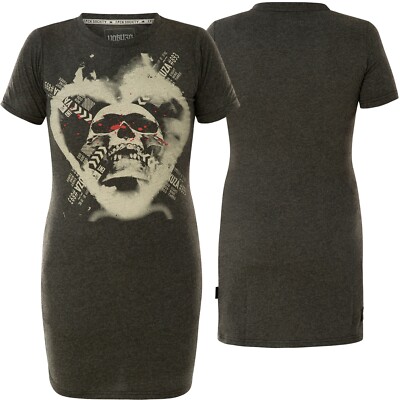 YAKUZA Kleid Love Skull T-Shirt GKB 20163 Schwarz Meliert Kleider