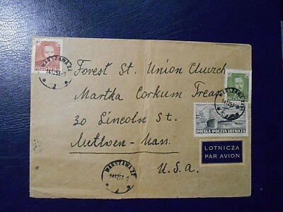 POLAND, POLSKA, 1953 Letter traveled from Warsaw to U.S.A 