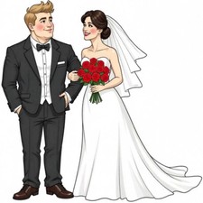 30 Custom Cartoon Bride  Groom Personalized Address Labels