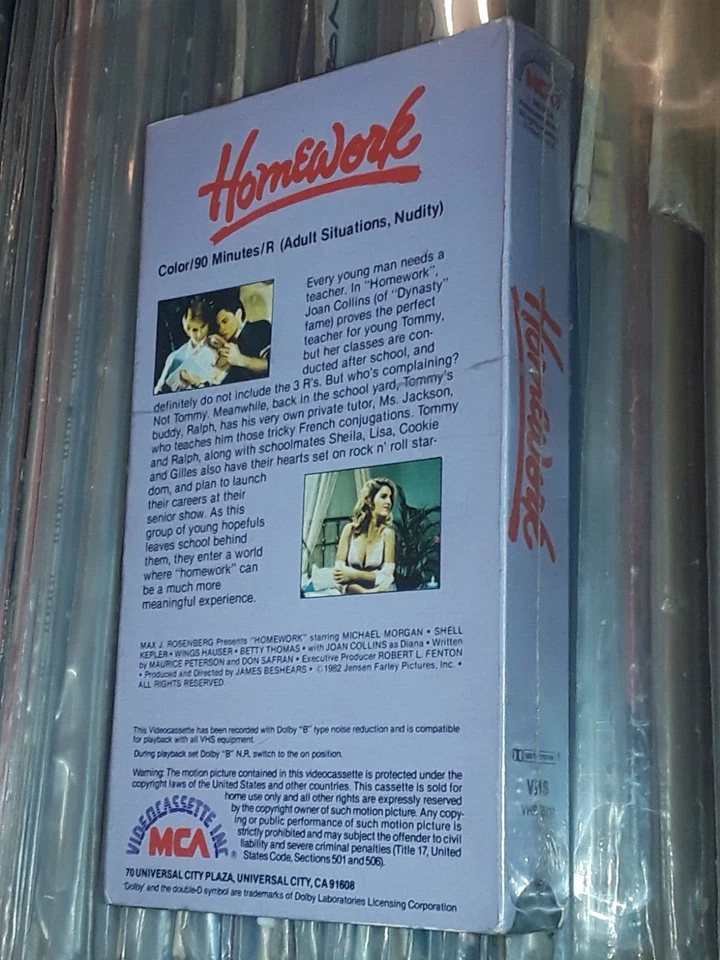 HOMEWORK VHS 1982 MCA WATERMARK JOAN COLLINS BETTY THOMAS TEEN SEX COMEDY SEALED - Image 4 of 4