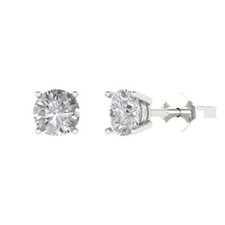 White Sapphire Stud Earrings for Women, Push back 1 cttw, 5mm, Round-Cut 