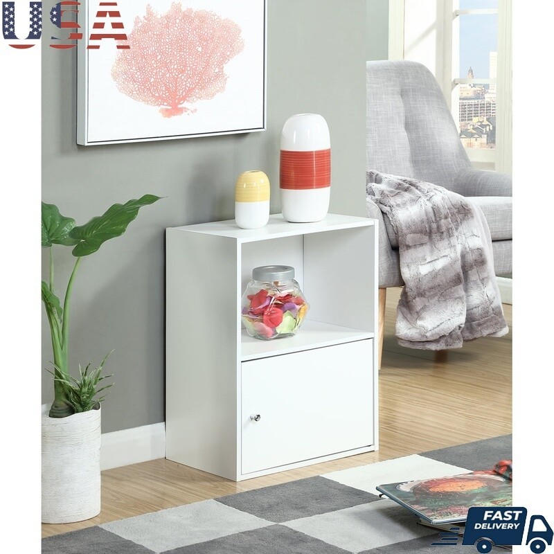 Open Cabinet Bookcase with Chrome Knobs - Easy Assembly Wood Storage