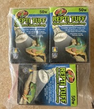 3-PACK NEW Zoo Med Repti Tuff 50w Halogen Basking Heat Lamp Splashproof Bulb