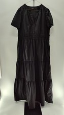 Quince Women 100% Organic Cotton Poplin Tiered Maxi Dress Black 2X