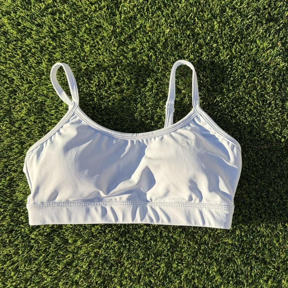 Soula White Sports Bra with Adjustable Straps and Cutout Back Detail, Size S