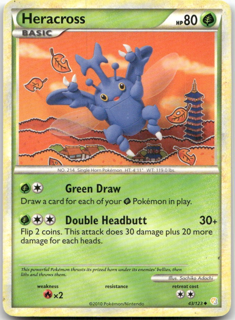 Heracross 43/123 Uncommon HeartGold & SoulSilver Pokemon LP