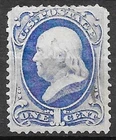 USA 1873 1c Franklin ultramarine Scott #156 with the original gum see scans
