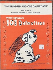 rare DISNEY sheet music 1961 film ONE HUNDRED AND ONE DALMATIONS Sherman Bros UK