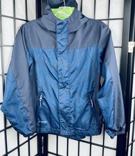 C9 by CHAMPION Boys Blue Windbreaker Jacket Size M Hood, Green Mesh Lining