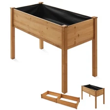 Wooden Raised Garden Bed, Wood Planter Box Stand - Natural