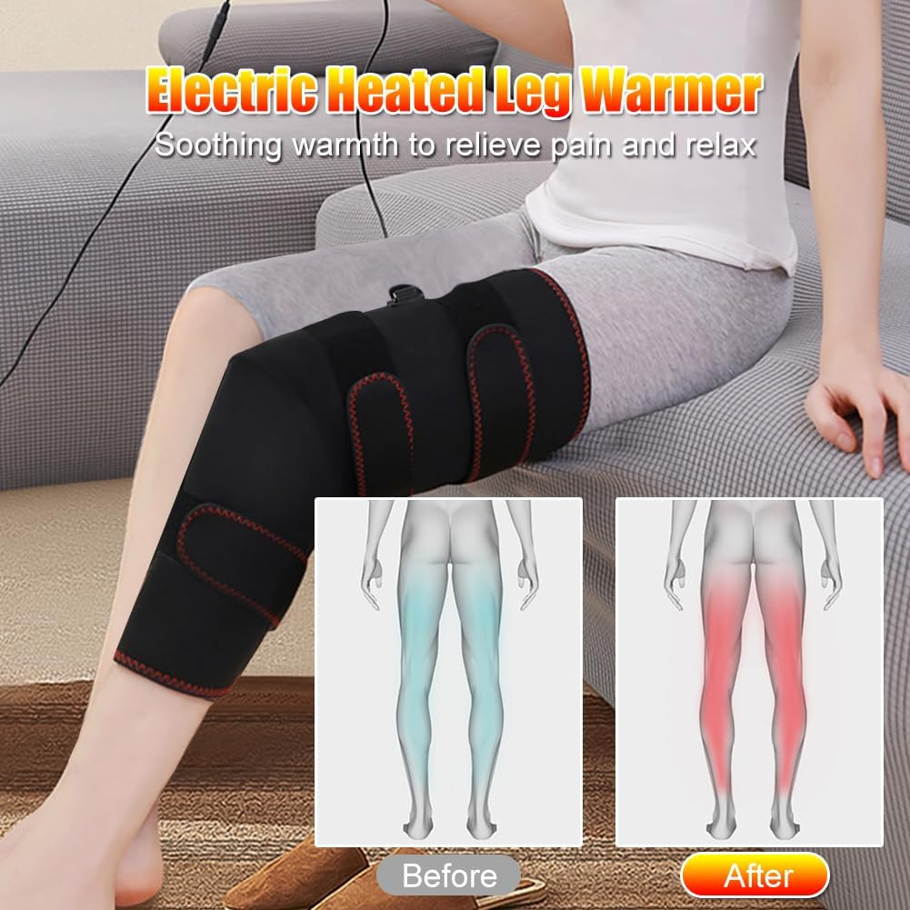 Heated Leg Warmer Electric Pad for Knee, Thigh & Calf Pain Relief Adjustable