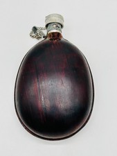 Vintage WWII Old Primitive Coconut Canteen with Belt Clip & Screw on Cap