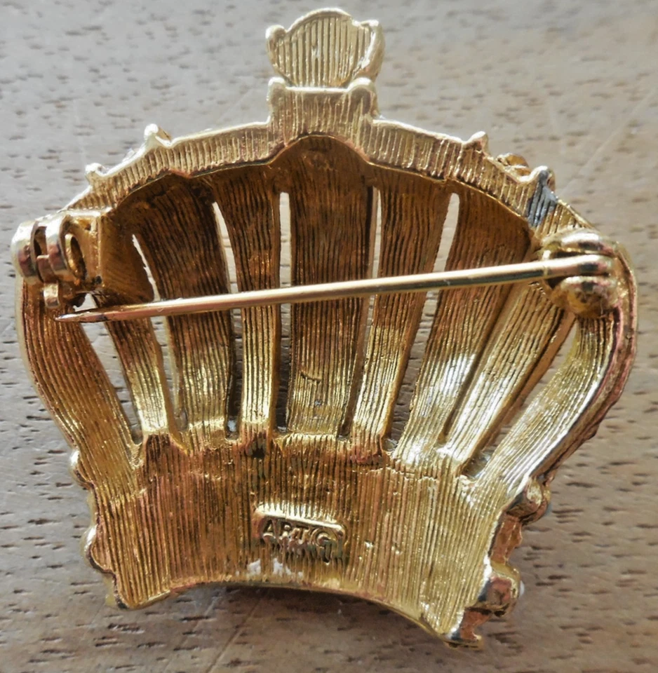 Vintage Signed ART Arthur Pepper Rhinestone Imperial Crown Brooch Pin - Image 4 of 4