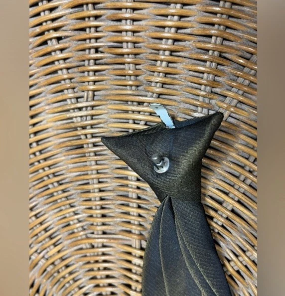 Corbata Snapper Town Craft verde seda clip en el cuello vintage Foto 3 de 4