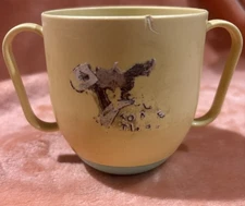 Vintage Yellow Tommee Tippee Sippy Cup Weighted Bottom 1960's Drinking Cup