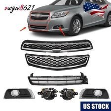 Front Upper+Lower Grille Foglights Bezels Combo 7pcs For Chevrolet Malibu 2013