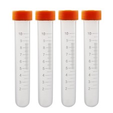 10 Pcs 10ml Plastic Centrifuge Tubes w/ Screw Cap, Round Bottom, Graduated Marks