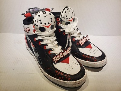 Rare Jason Voorhees  Friday The 13th HIGH Top Shoes Sneakers Black White Red 