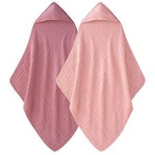 Hooded Baby Towels for Newborn - 2 Pack, 100 Muslin Cotton, Baby Bath Towels...