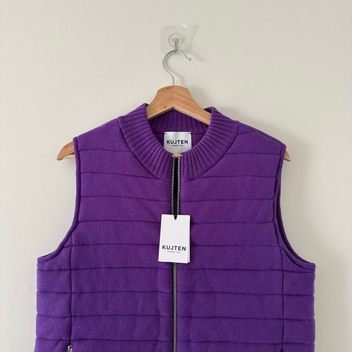 Gilet trapuntato Kujten Magdalena in cashmere con zip viola nuovo con etichetta - Foto 5 di 9