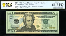 2006 $20 FRN IB54545454D REPEATER P.C.G.S #66PPQ